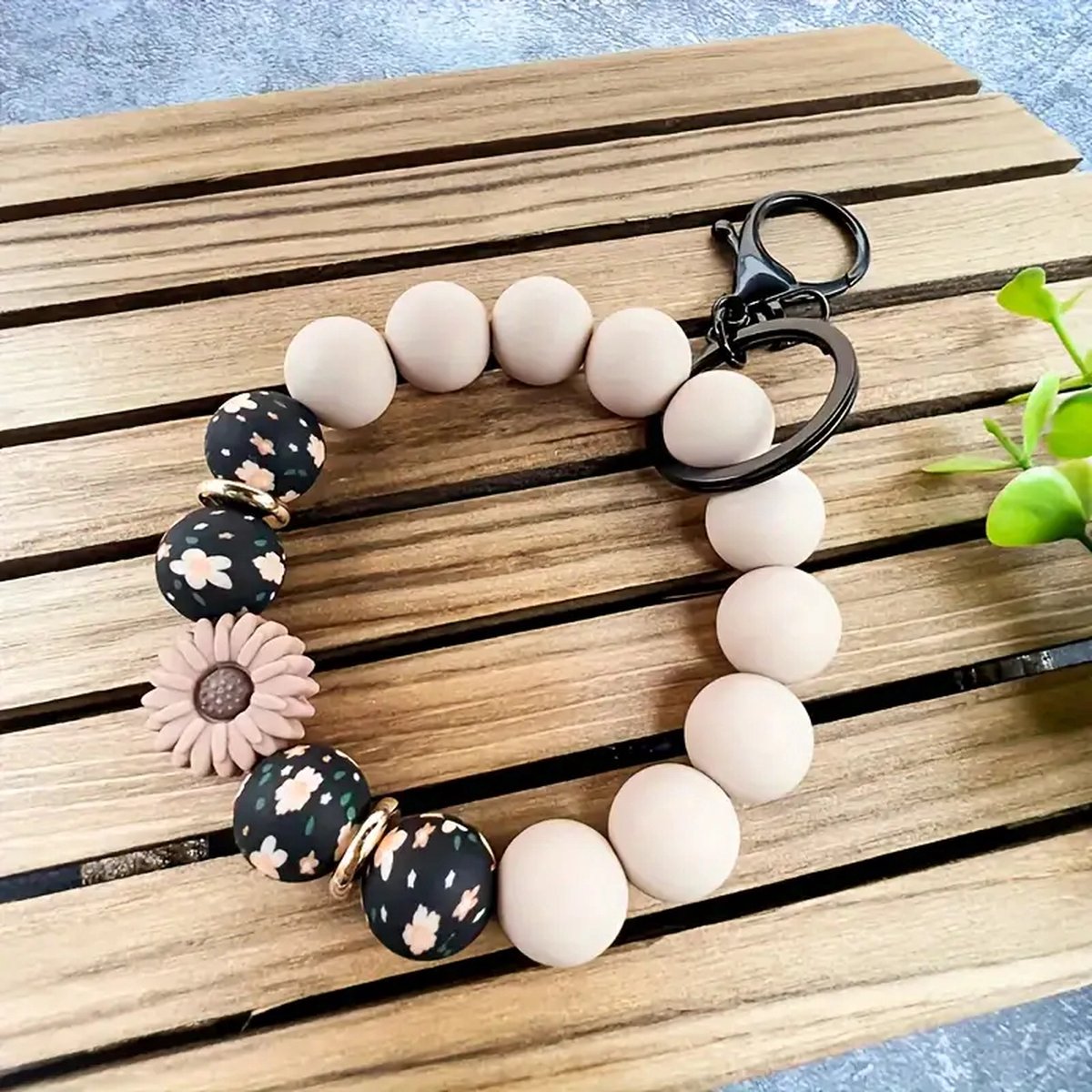 Sleutelhanger - Key Wristlet - Sleutelhanger armband - Boheems - Bloemen