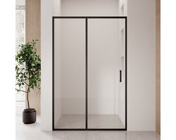 Badplaats Douchewand Calgary 100 x 190 cm – 6 mm Transparant Veiligheidsglas – Inclusief Schuifdeur – Inloopdouche – Zwart