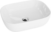 LAVITA® Opzetwastafel COSTA Keramische Wastafel voor Badkamer en Gastentoilet - 460x325x135 mm - Wit Hoogglans - Wasbak met dunne rand - Keramik Waskom opbouw zonder kraangat en zonder overloop