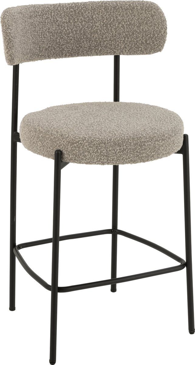 J-Line barstoel Bouclé - multiplex/polyester - grijs/zwart