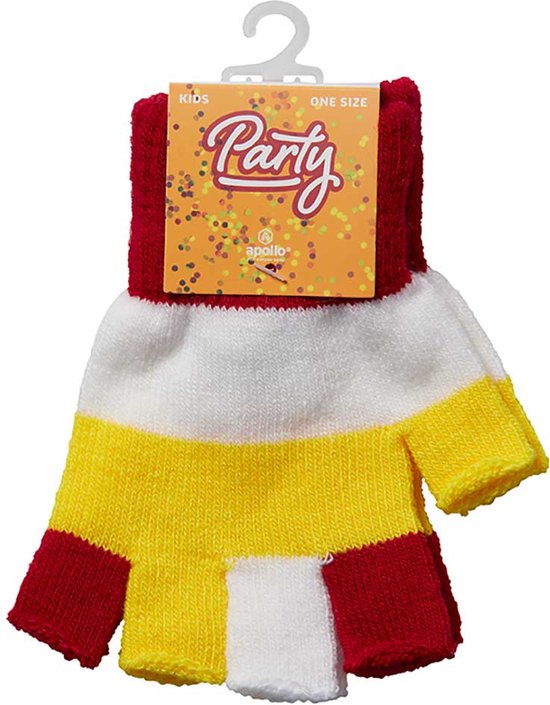 Gants sans doigts Kinder - Rouge-jaune-vert - Taille unique - Gants sans doigts enfants - Carnaval - Fête - Articles de fête - Apollo