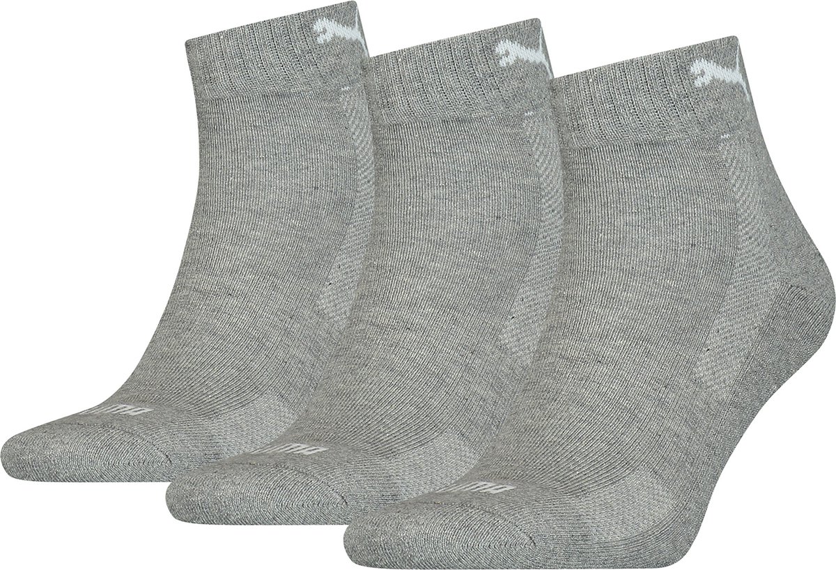 Unisex quartersokken met badstof zool 3 pack – melange – 39-42 Grijs