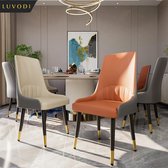 Asaam Set de 2 chaises de salle à manger – Chaises de salle à manger de Cuisine moderne avec Pieds en métal – Chaises de salon – Set de 2 – Beige – Chaises de salle à manger en cuir avec accoudoirs
