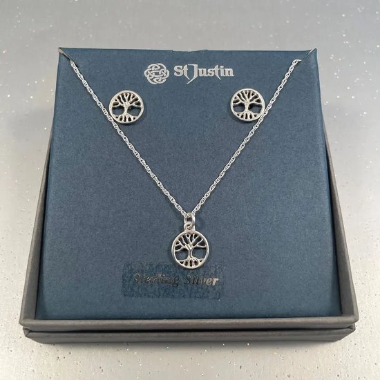 Saint Justin, Parure de Bijoux , Argent « Petit Arbre de Vie » – Parure de Bijoux (SSET119)