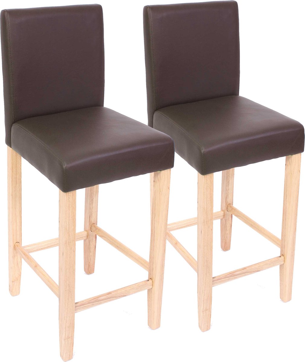 Cosmo Casa Set van 2 Barstoelen - Counterstoelen - Leer - Bruin - Lichte Voeten