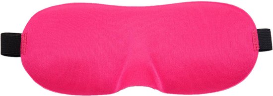 Roze, drukvrij slaapmasker met zwarte elastische band.