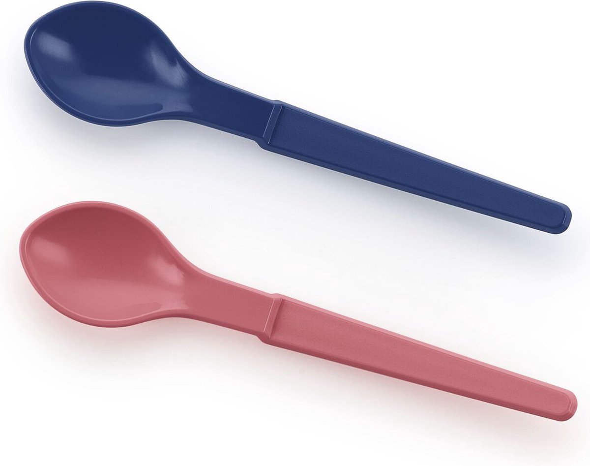 Goedkoopste Tupperware Hangaanlepels Roze en Blauw - 2 stuks - Hang aan lepel plastic lepeltje