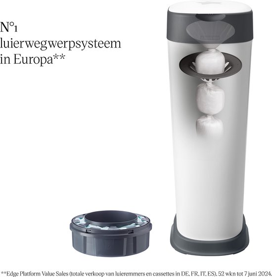 Tommee Tippee Twist & Click XL-luieremmer - voor maximaal 60 luiers - 1 navulcassette - antibacteriële GREENFILM