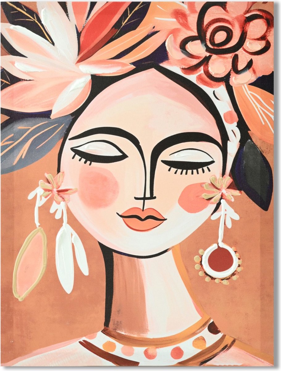 HomeBound by KY | Schilderij vrouw met bloemen | wandpaneel
