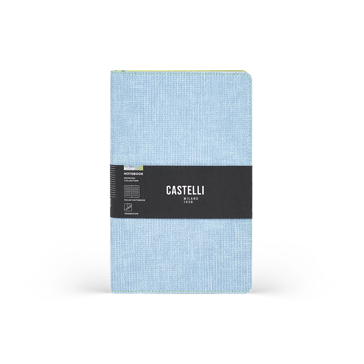 Notitieboek A5 Castelli Milano Magician Believe – gelinieerd – lichtblauw – flexibel omslag – 13×21 cm – Made in Ital