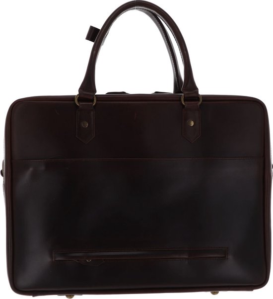 BUCKLE & SEAM Cuir Sac de bureau Sac d'ordinateur portable pour ordinateur portable Albert Dot Laptopbag Brown Marron foncé