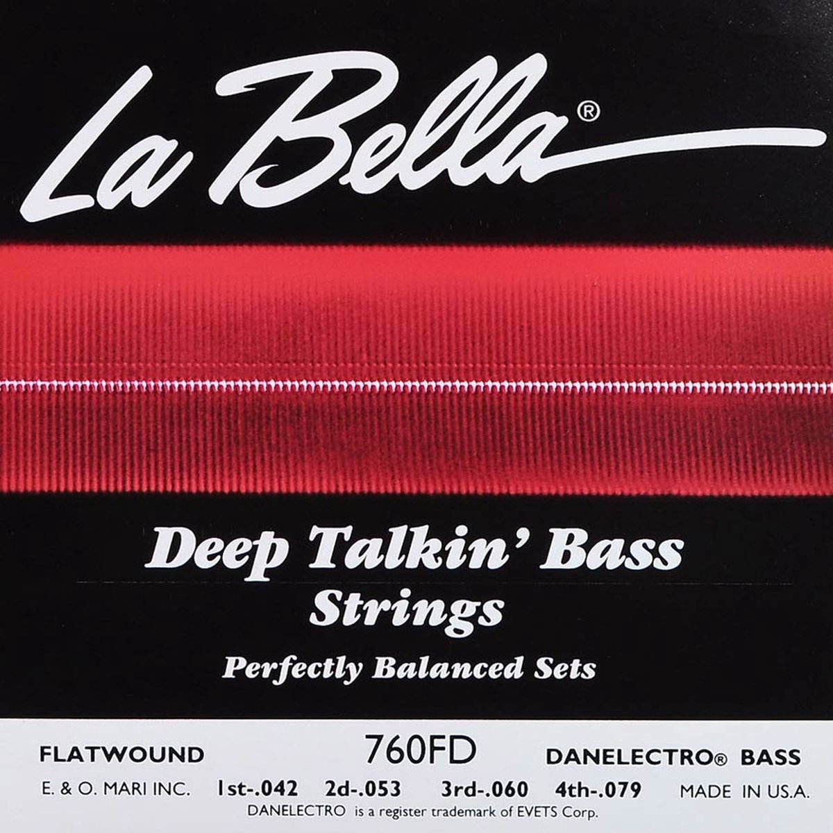 La Bella L-760FD Bassnaren Set Stainless Steel Flatwound voor Danelectro (042-079)