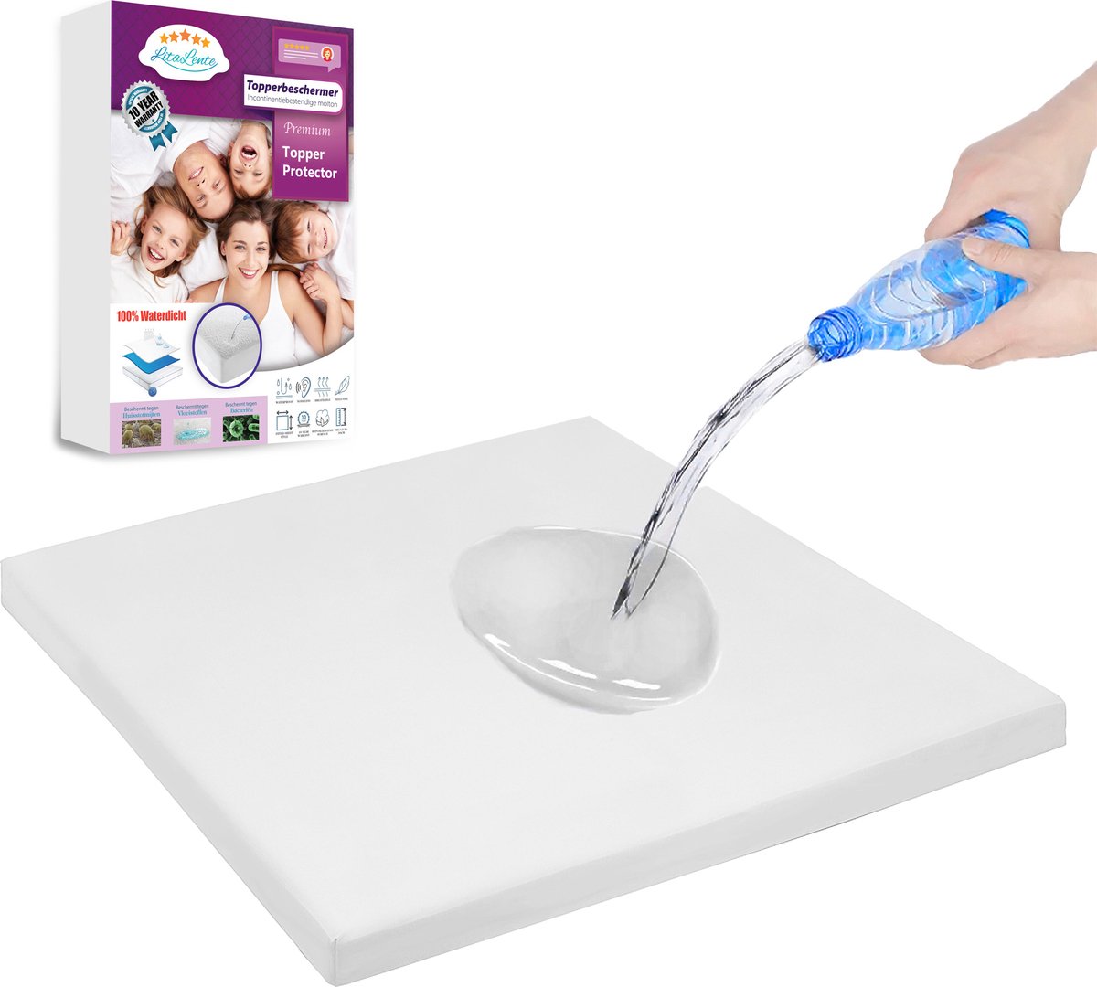 Waterdichte Topperbeschermer molton - 200x200 - Perfecte Bescherming Voor De Matras - Rondom Elastiek - Hoekhoogte 17 cm - topper molton - 200 GSM