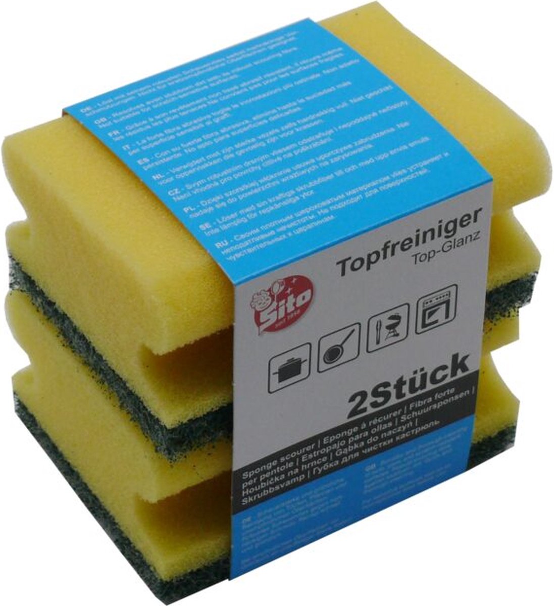 Goedkoopste Schuurspons pannenspons 2 stuks - schoonmaakspons groen geel - 90x69x43mm.