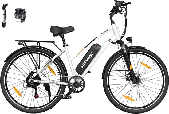 Hitway Elektrische Fiets BK27S - Trendy 28 Inch City Commuter EBike met Afneembare 36V 13Ah Lithium Batterij - Damesfiets - E-Bike met 250W Motor - 7 Versnellingen - IP54 Waterdicht