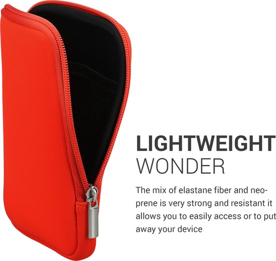 kwmobile Neoprene e-Reader Pouch Size 6" eReader - Universal eBook Sleeve Case with Zipper - Orange van Merkloos — afbeelding 5