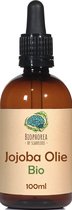 Slaaploos Jojoba Olie - 100ml - 100% Puur Biologisch Koudgeperst - Biophorea Jojobaolie- Basisolie voor etherische oliën, Haar & Gezicht