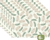 Set de table - Napperons plastique - Noël - Motifs - Branches - 45x30 cm - 6 pièces - Résistant à la chaleur - Antidérapant - Sous-couche - Amovible