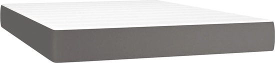 vidaXL Lit à sommier tapissier - Simili cuir - Grijs - 193 x 147 cm - Tête de lit réglable - Matelas à ressorts ensachés - Soutien mi-ferme - Surmatelas doux pour la peau - Lit