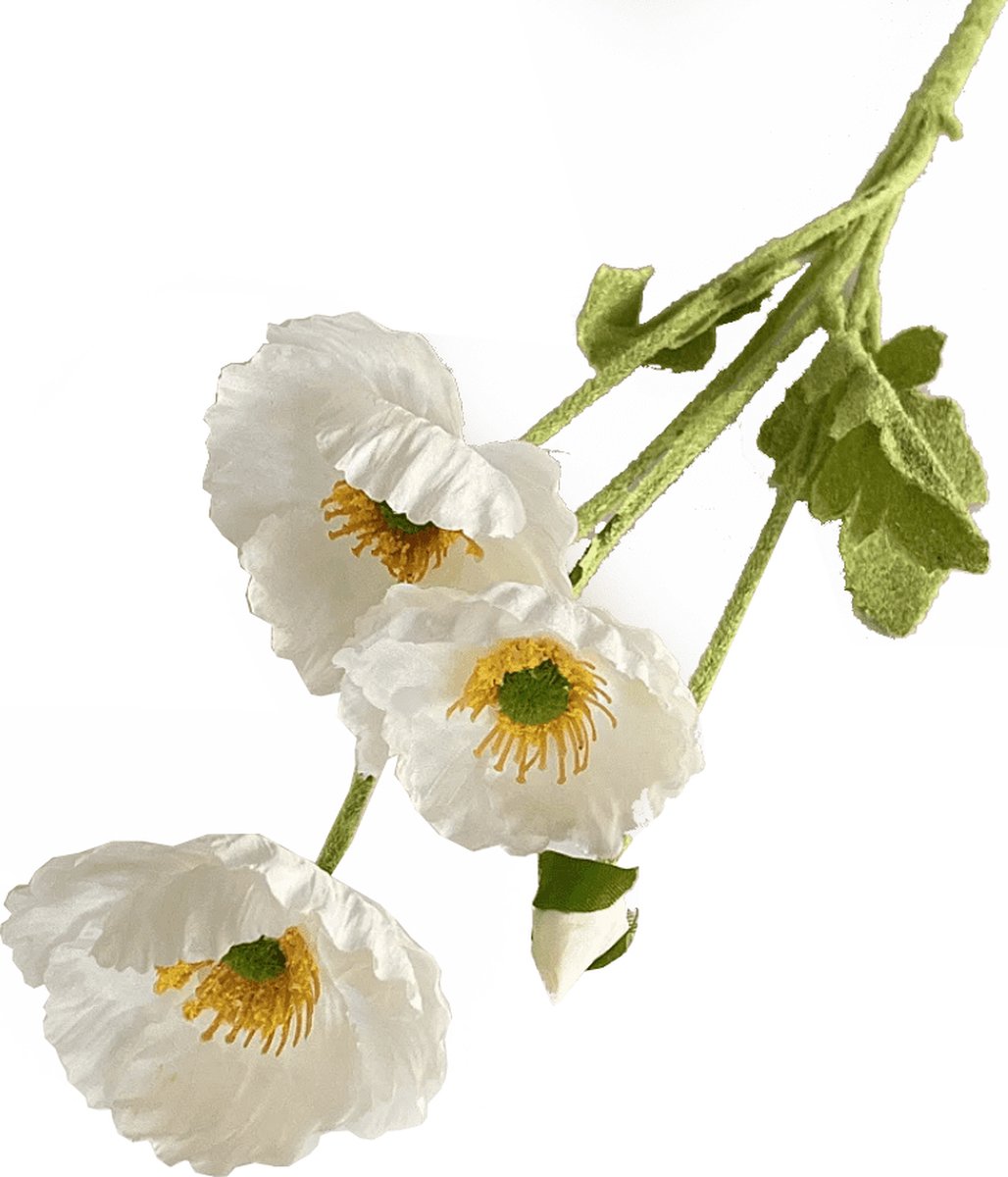 Steelbloem / kunstbloem klaproos 58 cm wit