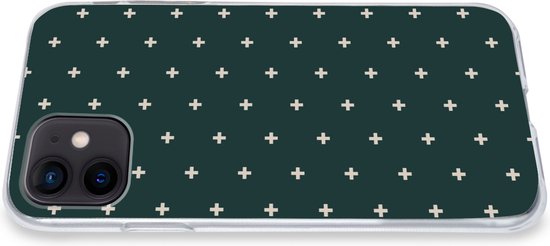 Coque de téléphone compatible avec iPhone 12 - Motif Plus - Vert - Wit - Imprimé - Siliconen Coque de téléphone Coque de téléphone