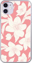 Coque de téléphone compatible avec iPhone 11 - Motif Fleurs - Rose - Wit - Coque en Siliconen
