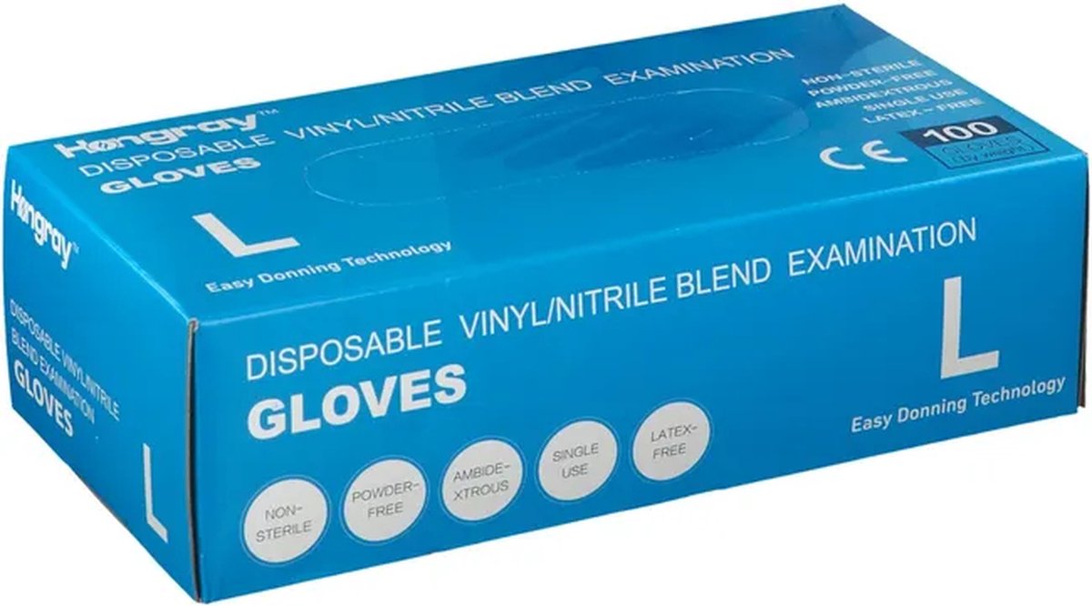 Goedkoopste Vinyl/Nitrile Blend Handschoenen Blauw | 100 stuks | L