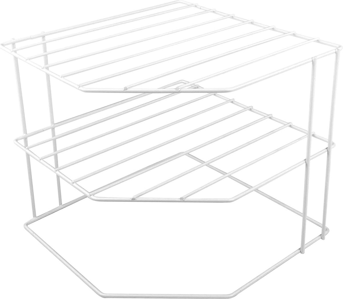 Hoek staand wit opbergrek metaal kast - opbergrek keuken plank inzetstuk - organizer bordenstandaard - bordenopslag
