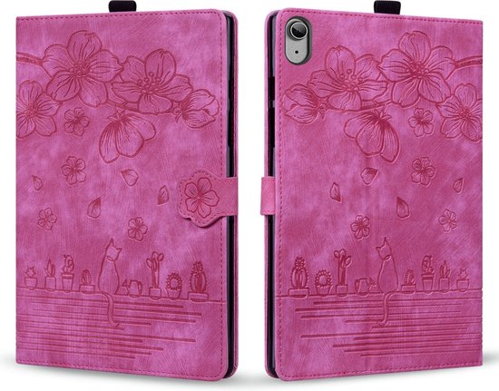 Étui de protection de Luxe pour iPad 10 - 10.9 - Fleurs et chat - Rose