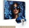 Femme, Fleurs, Bleu
