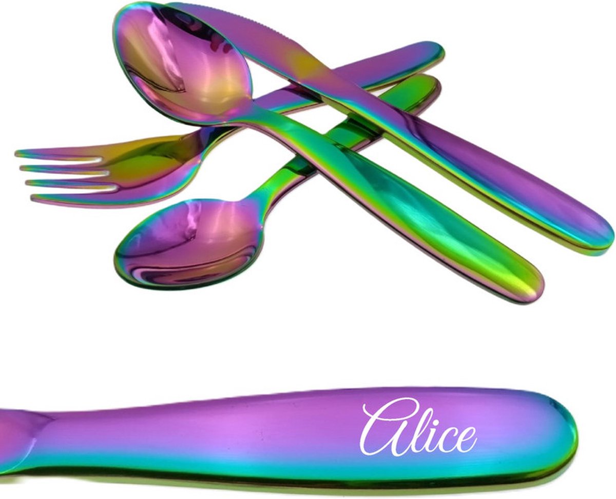 Goedkoopste Kinderbestek Met Naam Gravering - Alice - Olie