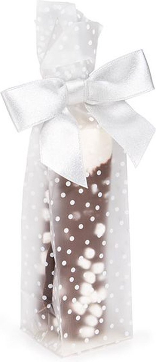 Goedkoopste Blokbodemzakken met Polka Stippen 5,1x5,1x21 cm met Papieren Kaart (100 stuks