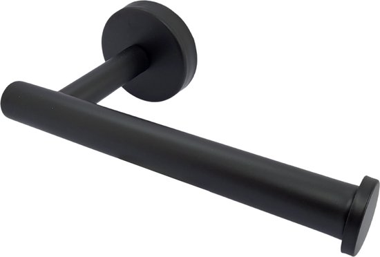 Porte-rouleau noir, noir mat, isolé sur fond blanc.