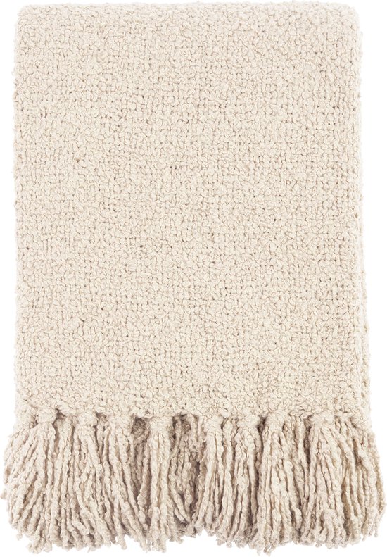 Cort Plaid - Plaid van katoen, ivoor/beige, ontwerp D, 130x160 cm