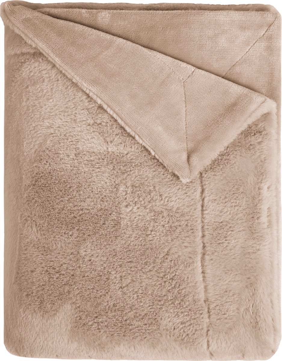 Mistral Home - PLAID - fake rabbit - 130 x 170 cm - effen kleur - beige