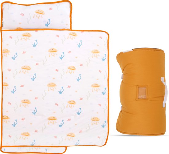 FLOENK Sac de couchage pour enfants – Sac de couchage enroulable et portable – Tissu en bambou doux – Comprend 2 Coussins (régulier et fin) – Lavable – Confortable pour toutes les saisons – Pour les soirées pyjama, les siestes, École et les Voyages