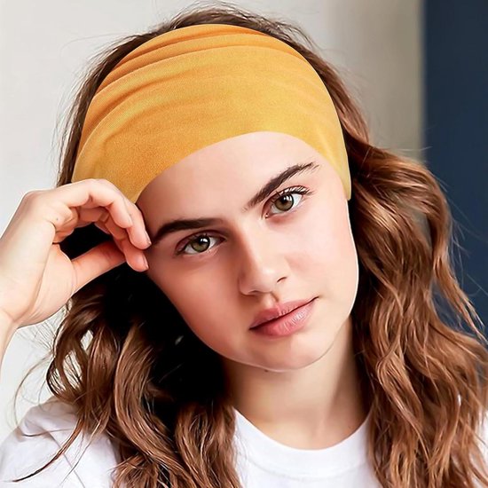 6er Pack Sport-Stirnbänder für Frauen - Elastek Katoen - Brede Hoofdsjaal - Zomerbandana Haaraccessoires . — afbeelding 3