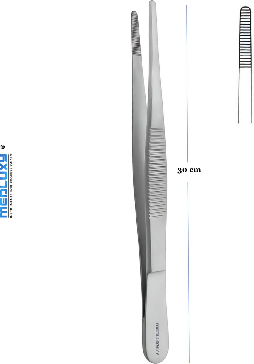 Goedkoopste Medluxy - Pincet Anatomische - 30 cm - Verpleegkunde - EHBO - Hecht Pincet Prepareer Pincet Thumb Dressing Forcep - Pince Brucelles