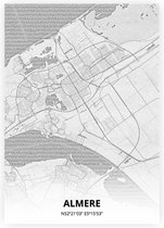 Almere plattegrond - A4 poster - Tekening stijl
