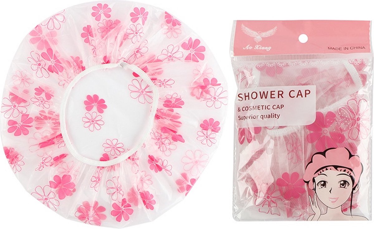 2 x Ultradun Douche muts - Shower Cap - Waterdicht - BadMuts -Douchemuts Haar Cover Bedekking -kleur: roze