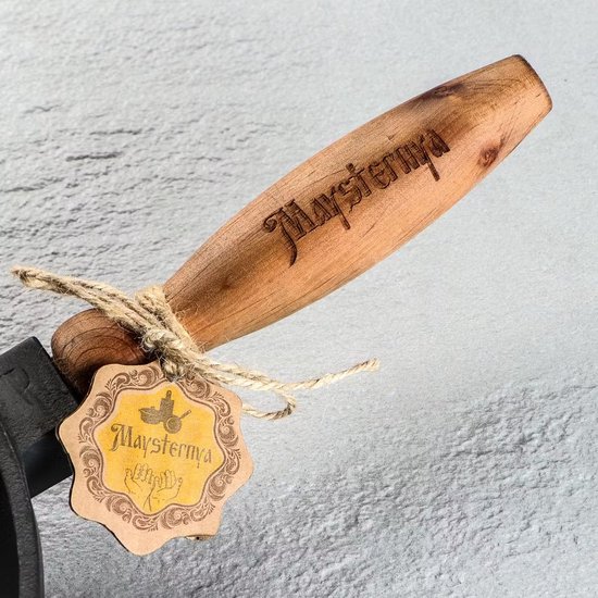 Kleine koekenpan met houten handvat - draagbare mini gietijzeren pan - geen coating