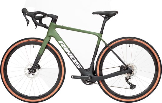 Rinos Sandman 6 - Gravel Fiets - Gravel Bike - carbonframe - GRX600 22 versnellingen - hydraulische schijfremmen - lichtgewicht - allround fiets voor elk terrein - Zwart Groen 58 van Rinos — afbeelding 2