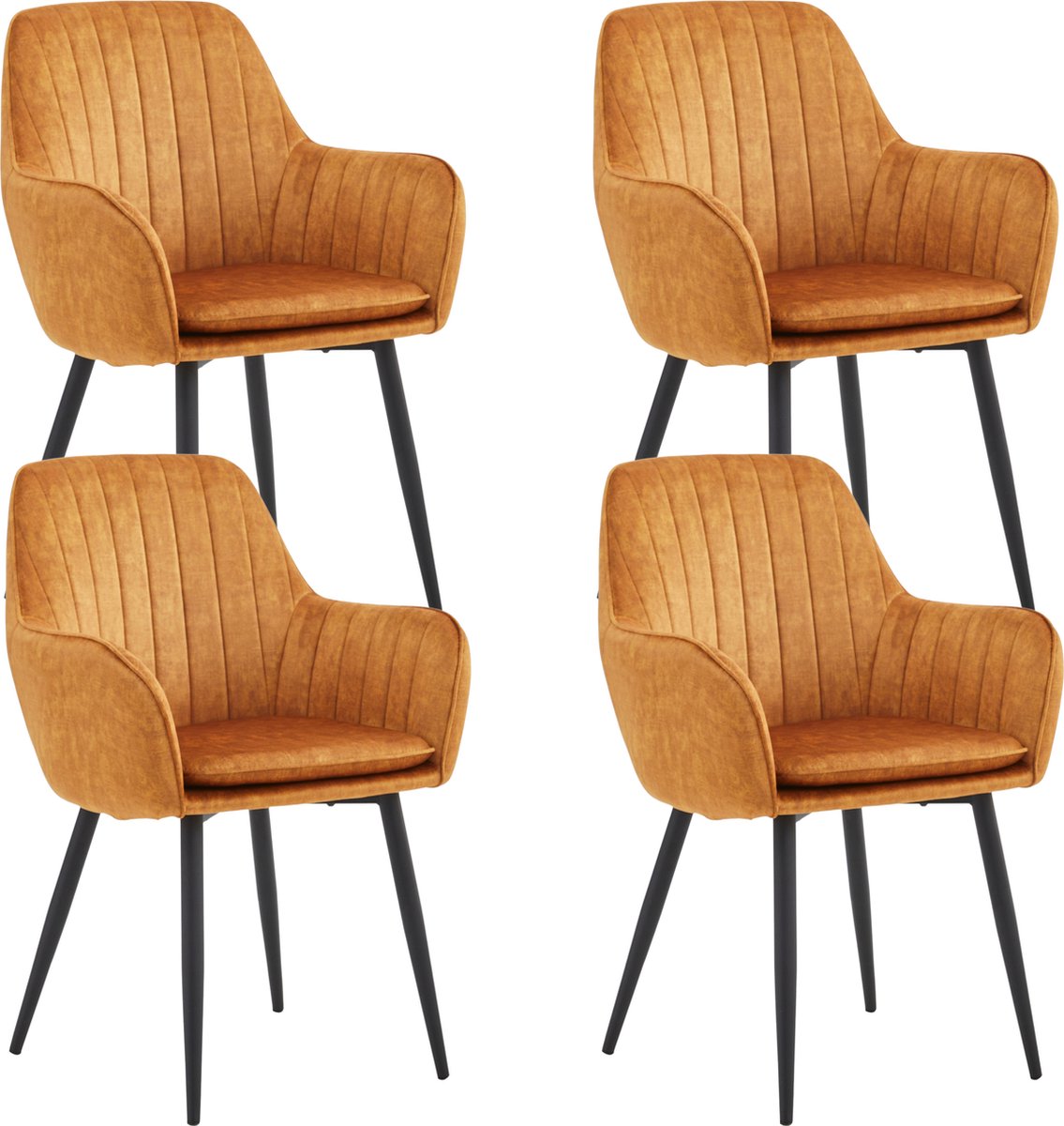 Colenis Lavinia Eetkamerstoel - Set Van 4 - Honey - Adoré Velvet - Design - Met armleuning
