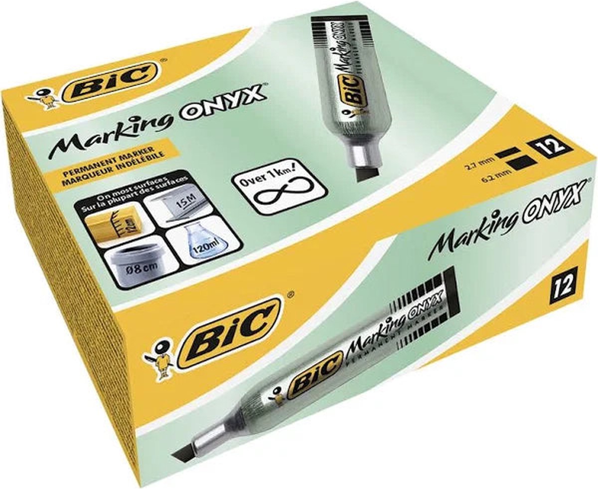 Viltstift bic 1481 onyx schuin m zwart | 12 stuks