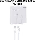 Verpakking en witte USB-C naar Lightning kabel van 1 meter van DISEV.