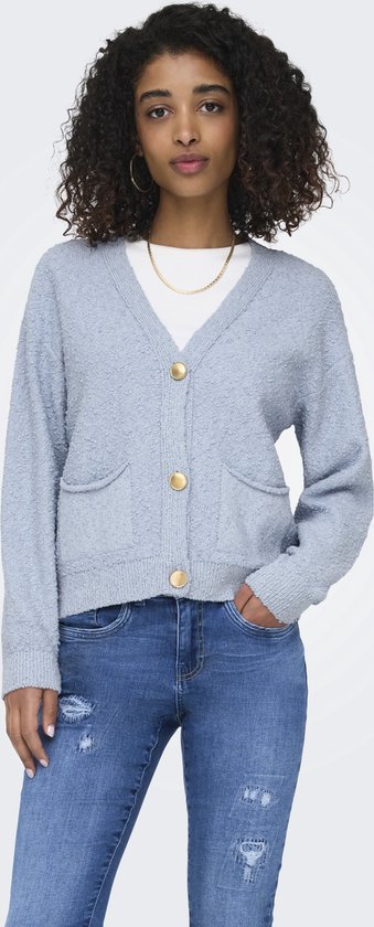 Gilet femme ONLY ONLALVILDA LS CARDIGAN CC KNT - Chambray doux, boutons Gold