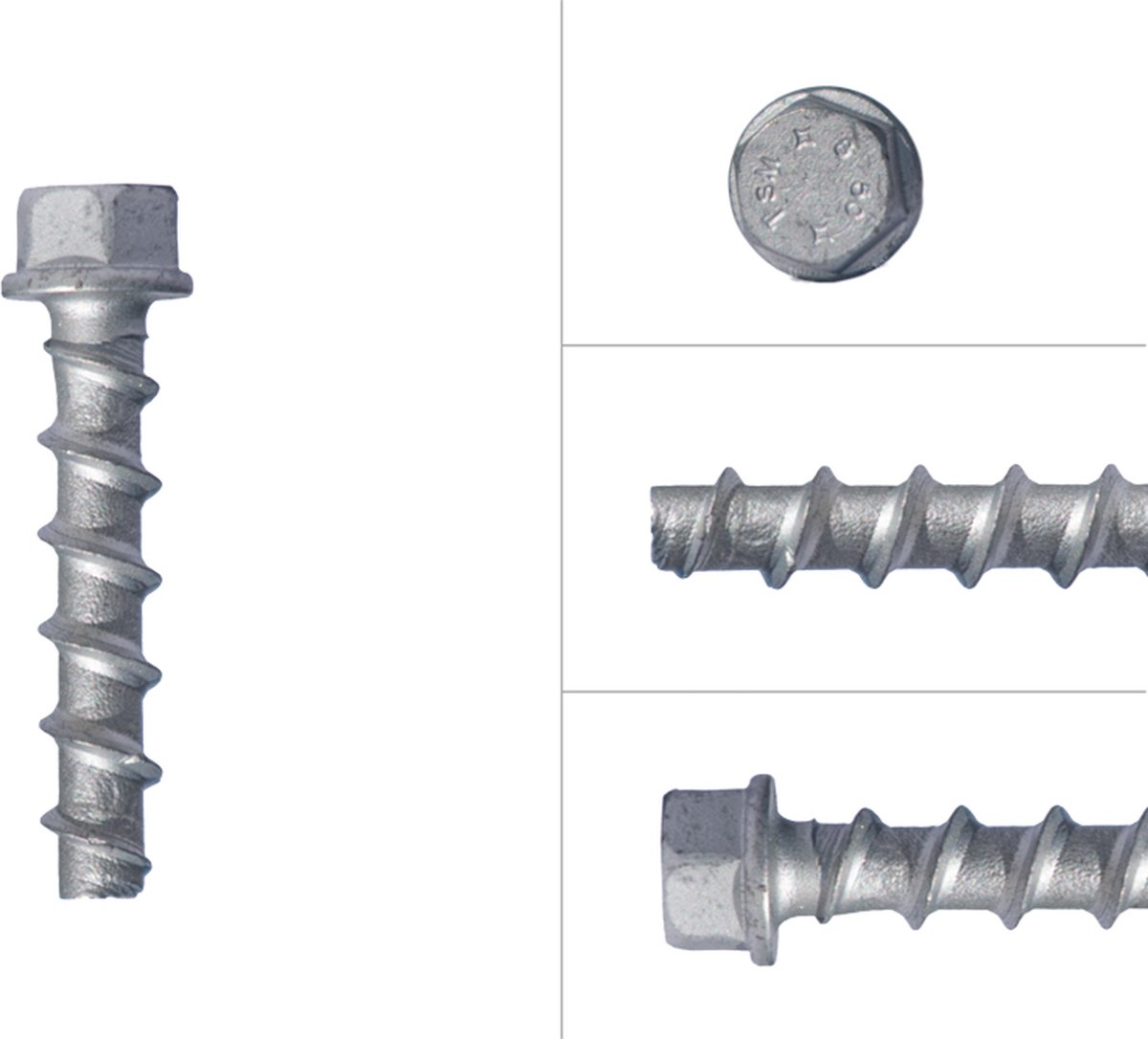 Betonschroeven Verzinkt M8 x 60 mm Zeskantkop SW13 | Doos a 50 stuks