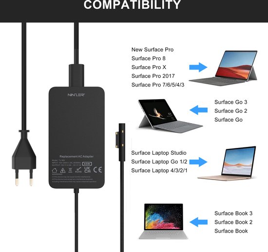 ᐅ • Microsoft Surface AC Adapter 15V 6.33A 102W (origineel) | Eenvoudig