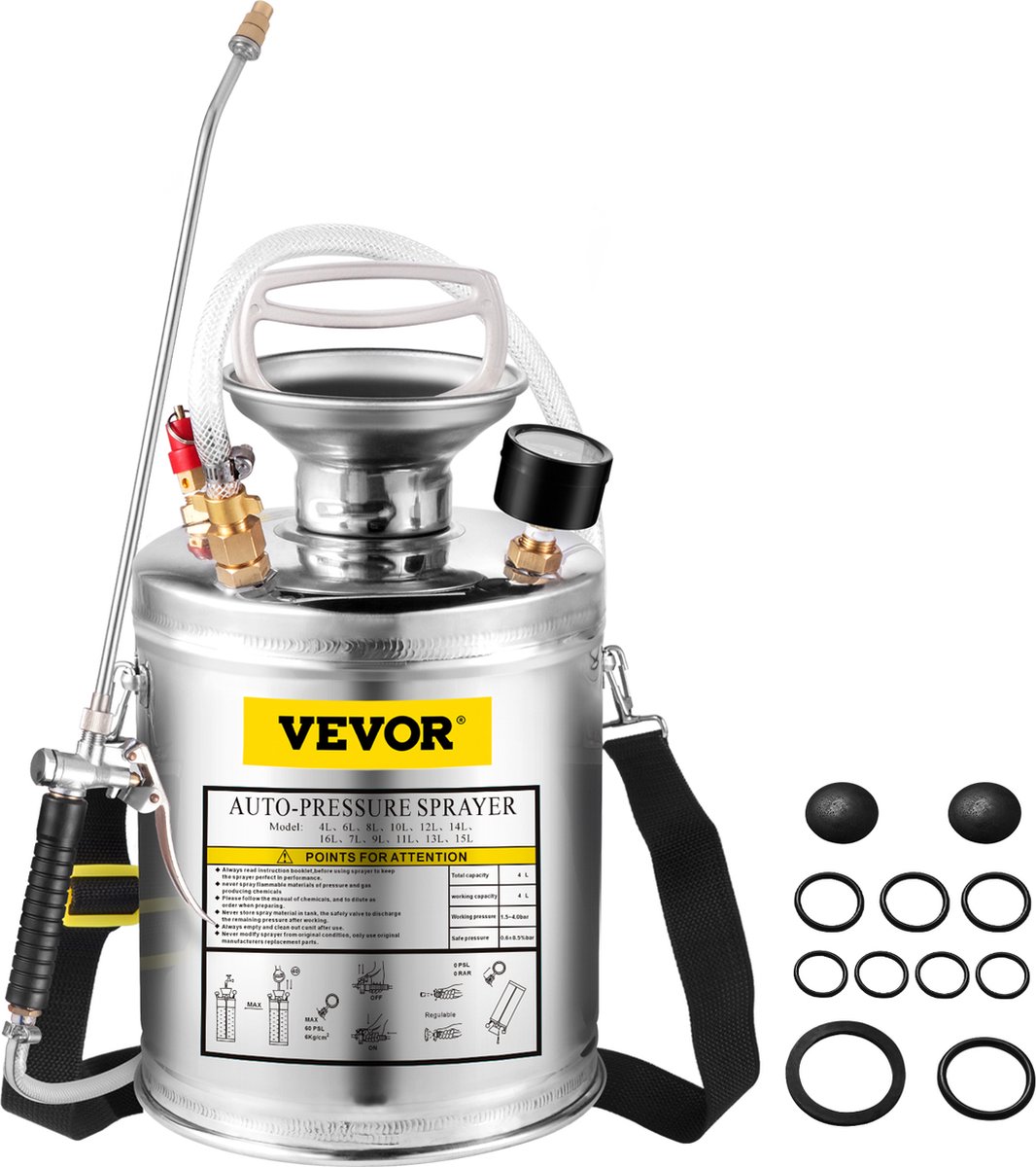 VEVOR Sprayer Tuinsproeier Roestvrijstalen Sproeier Beton Toepassingen Ventilatorpunt Messing Verlengstuk