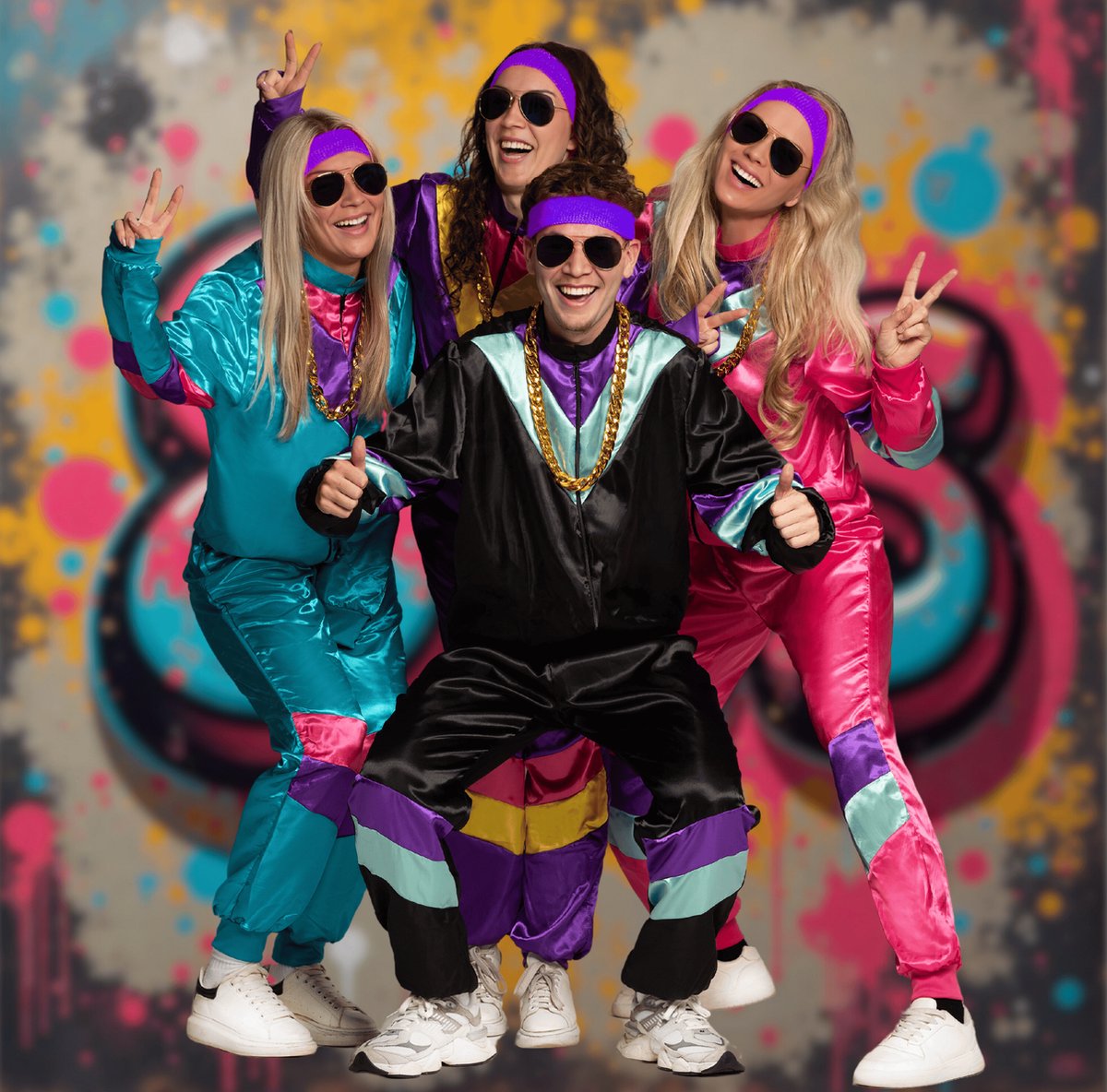 Chaks - Kostuum trainingspak, 2-delig, joggingpak, rapper look, jaren